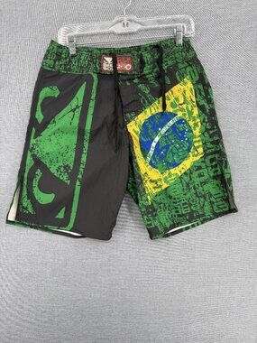 Bad Boy Pro Series MMA Fight Shorts Mens 30 8" Green Brazil Flag Board Shorts